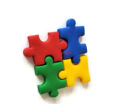Puzzle Pieces Fondant Cake Decorations and Cupcake Toppers