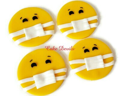 Face Mask Cupcake Toppers, Fondant Face Mask emoji Cupcake Toppers, Perfect to celebrate a quarantine Birthday