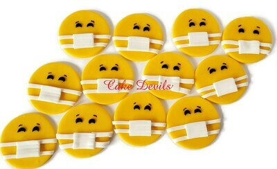 Face Mask Cupcake Toppers, Fondant Face Mask emoji Cupcake Toppers, Perfect to celebrate a quarantine Birthday