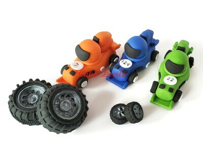 Mini Race Car Fondant Cake Toppers, Handmade Sports Car Cake Decorations for Birthday Cake