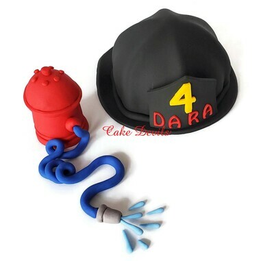 Firefighter Cake Toppers, Fire Hat and Fire Hydrant