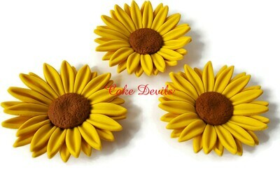 Fondant Sunflower Cake Toppers,  wedding cake, birthday cake, baby shower cake, and more!