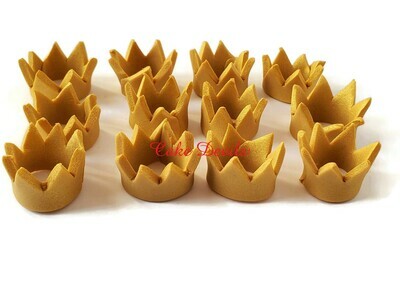 Gold Crown Fondant Cupcake Toppers, Great for a Royal Baby Shower or Wild One Birthday Party