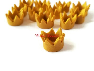 Gold Crown Fondant Cupcake Toppers, Great for a Royal Baby Shower or Wild One Birthday Party