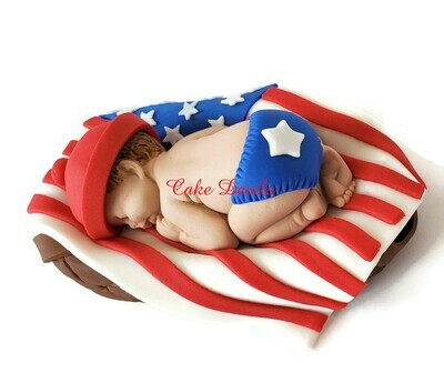 Red, White, and Blue, Patriotic Baby Shower Cake Toppers