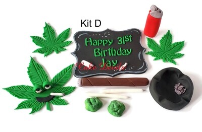 Pot Leaf Birthday Cake Topper set, Fondant Pot Leaf, Plaque with Joints