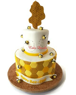 Fondant Bumble Bees and Honeycomb Cake Toppers, Perfect for a What Will it Bee Gender Reveal, a Happy Bee-day Birthday Cake, Mommy to Bee