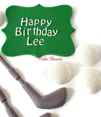 Fondant Golf Cake Topper Kit with golf clubs and balls