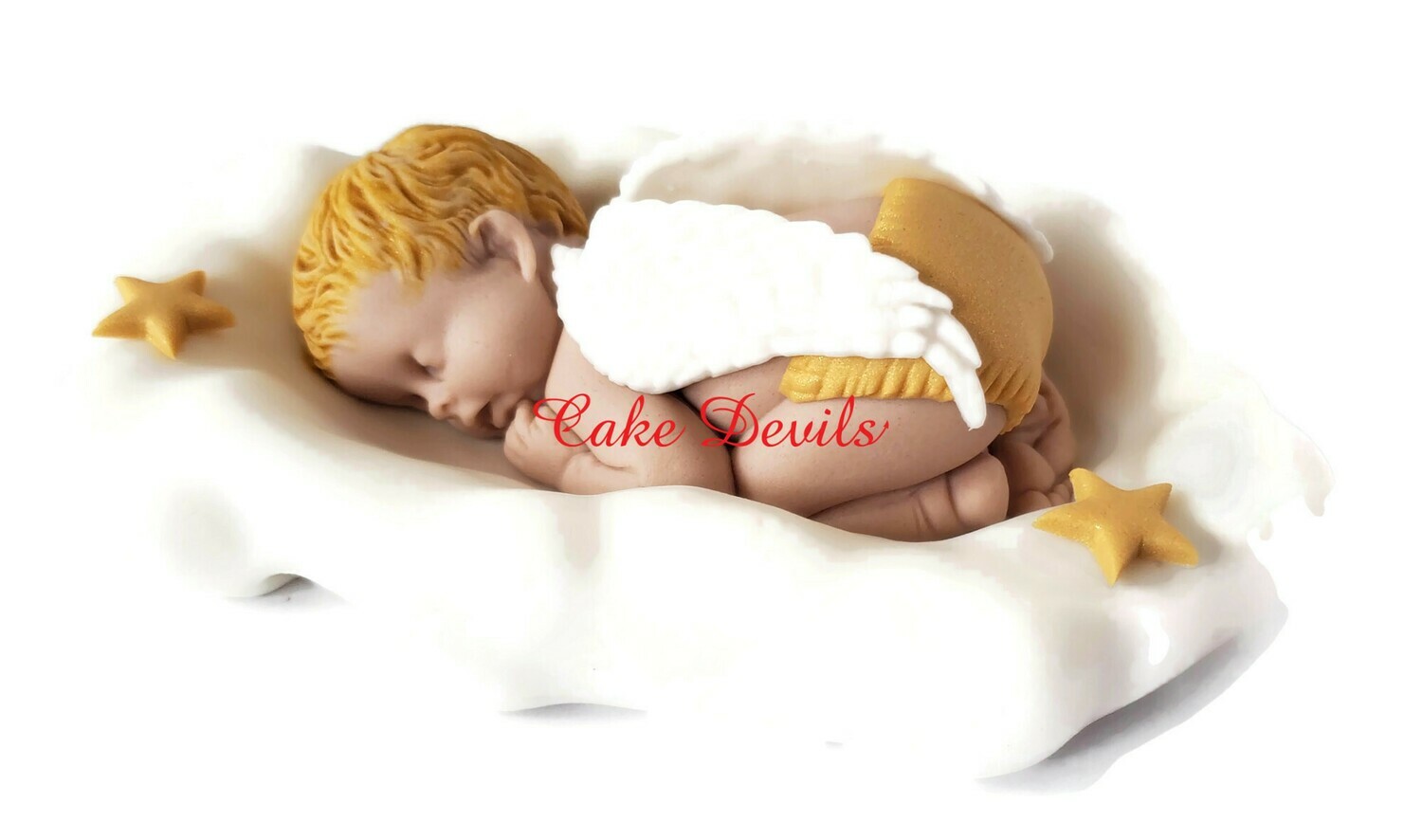 Angel Baby Sleeping on a Cloud Fondant Cake Topper