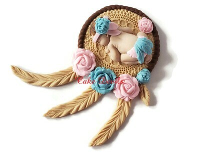 Fondant Dream Catcher Cake Topper for Baby Shower