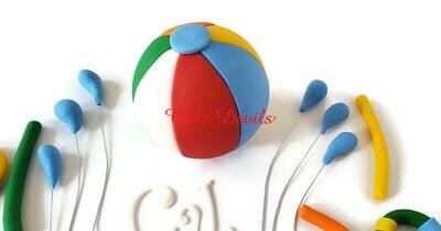 Big Beach Ball Fondant Pool Party Cake Toppers
