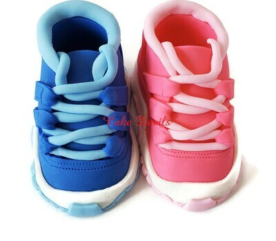 Fondant Gender Reveal Sneakers Cake Toppers, Great on top of a Shoe Box Cake for your Gender Reveal Party! , Nike Jordan 11 inspired