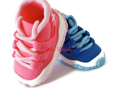 Fondant Gender Reveal Sneakers Cake Toppers, Great on top of a Shoe Box Cake for your Gender Reveal Party! , Nike Jordan 11 inspired