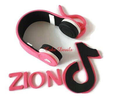 Fondant Tik Tok and Headphones Cake Toppers