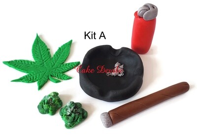 Pot Leaf Cake Topper set, Fondant Pot Leaf, Fondant Marijuana Cake Decorations, Cannabis, blunt, ash tray