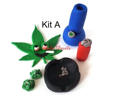 Weed Cake Topper set, Fondant Pot Leaf, Fondant Marijuana Cake Decorations, Cannabis, joints, bong, ash tray