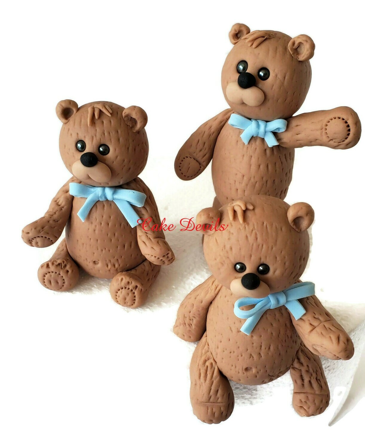 Fondant Teddy Bear Cake Toppers for Baby Shower, Birthday and more!