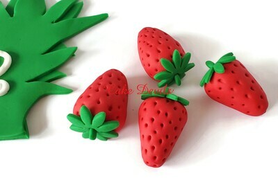 Pineapple Leaves Cake Topper with fondant strawberries
