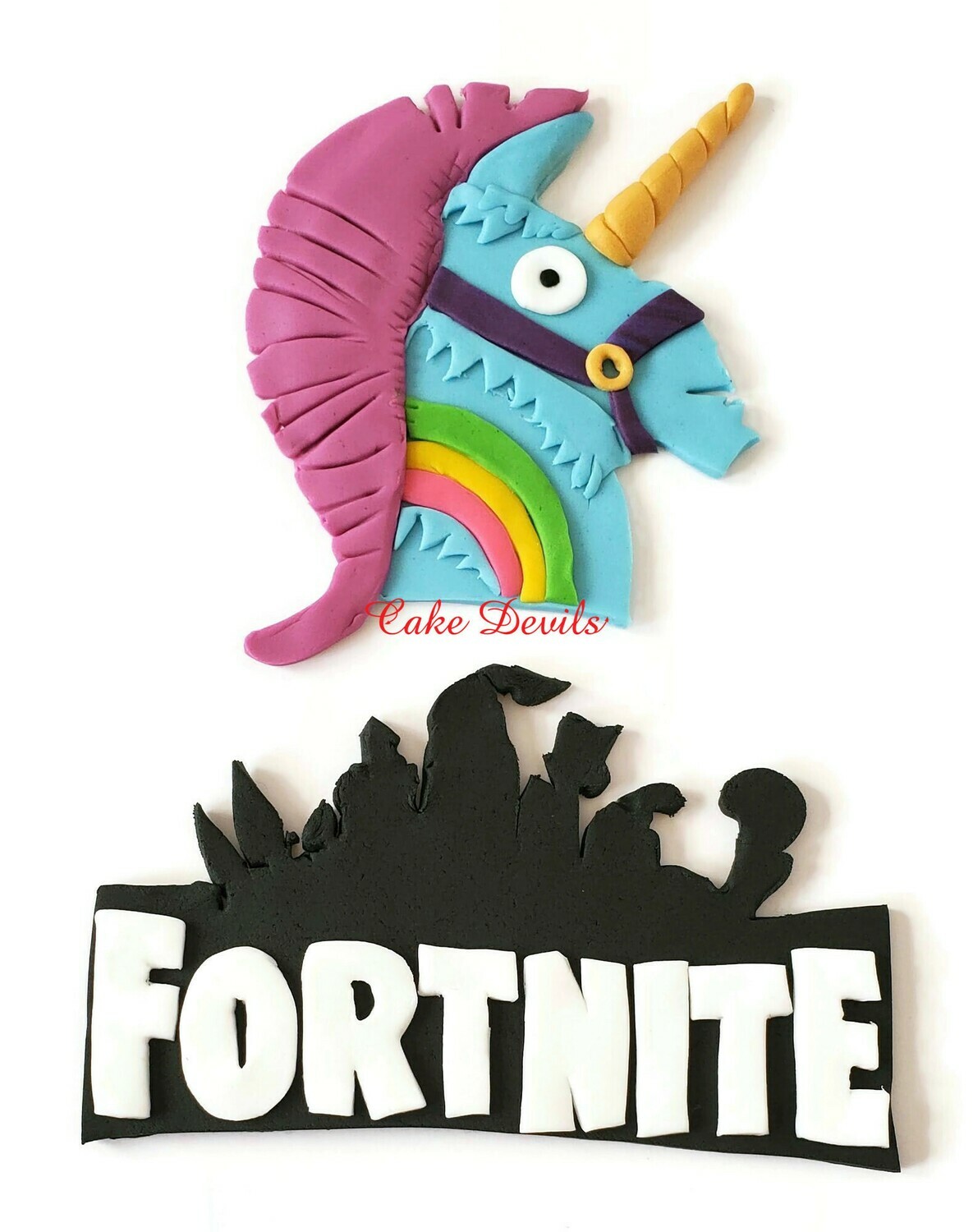 Fortnite Battle Royale Rainbow Smash Fondant Cake Toppers