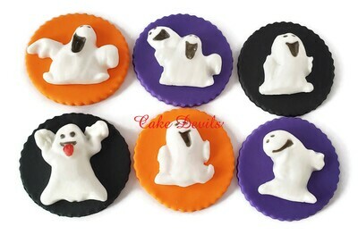 Fondant Ghost Cupcake Toppers, Halloween Cake Decorations