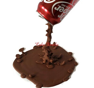 Pouring Soda Pop Fondant Cake Topper, Anti Gravity Cake of Drink pouring out onto the cake!