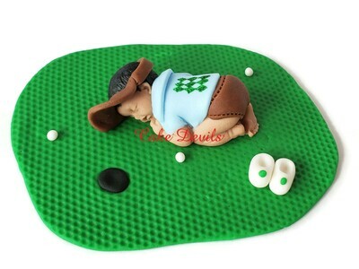 Golf Baby Shower Cake Topper, Fondant Sleeping Baby Cake Decorations, Hole in one baby shower theme