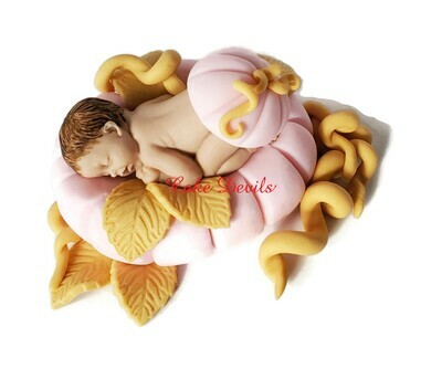 Fondant Cinderella Baby in a Pumpkin Baby Shower Cake Topper