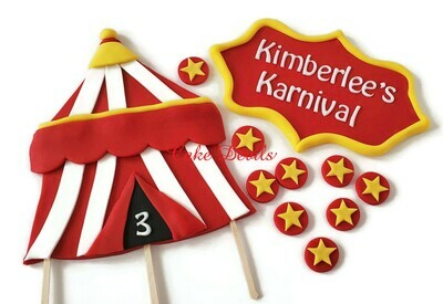 Fondant Circus Carnival Tent Cake Toppers