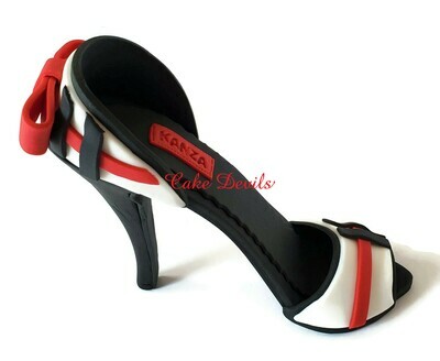 Fondant Burberry High Heel Shoe Cake Topper with Bows