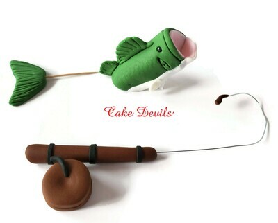 Fishing Cake Toppers with Fondant Big Mouth Bass / Trout for your Fisherman's Birthday Cake!