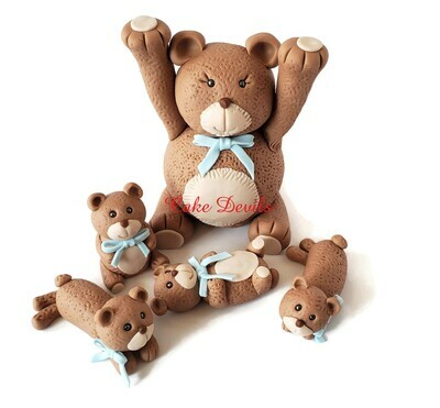Large Bear to hold up Dummy Cake with Marching Fondant Teddy Bear Cake Toppers