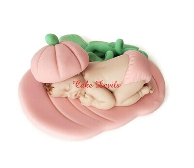 Fondant Pumpkin Baby Shower Cake Topper