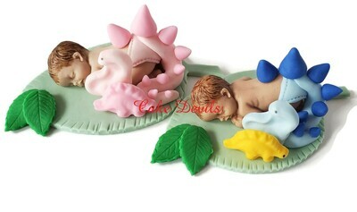 Dinosaur Baby Shower Cake Topper Fondant Sleeping baby