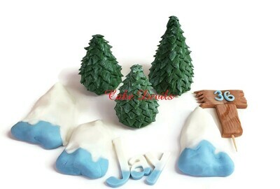 Fondant Skier Cake Toppers, perfect for a Ski Mountain Cake!