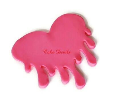 Fondant Dripping Heart Cake Topper, Valentine's Day Drip Heart Cake