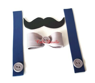 Fondant Little Man Cake Toppers with Mustache, Bow tie, and Suspenders