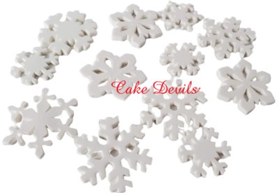 White Fondant Snowflakes Cake Decorations