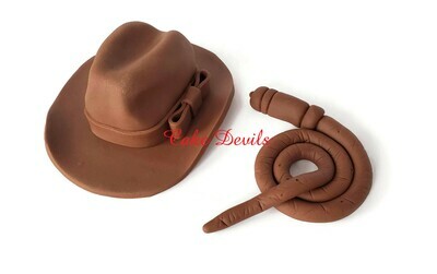 Indiana Jones Fedora Hat and Whip Cake Topper