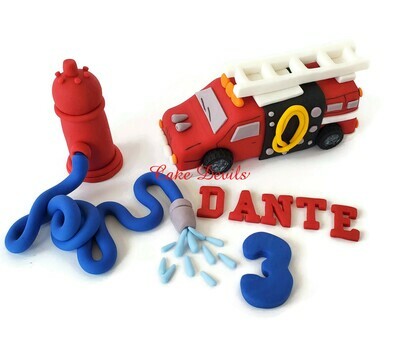 Fondant Firefighter Cake Toppers, Fire Engine Truck and Fire Hydrant