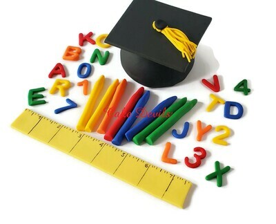 Fondant Preschool or Kindergarten Graduation Fondant Cake Toppers