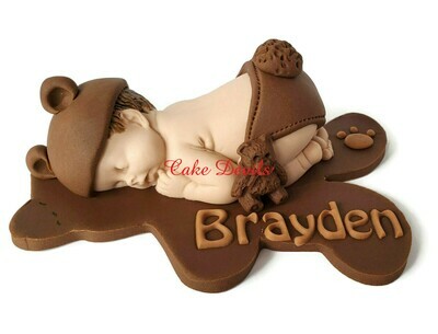 Fondant Teddy Bear Baby Shower Cake Topper