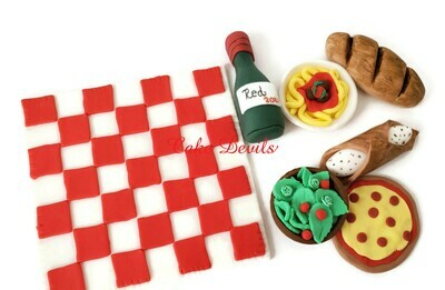 Fondant Italian Food Cake Toppers, Taste of Italy Food Cake Decorations