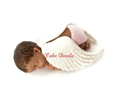 Angel Baby Shower Fondant Cake Topper, Sleeping baby with angel wings