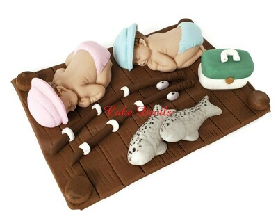 Fondant Fishing Baby Shower Cake Topper