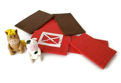 Barn &amp; Farm Animal Fondant- MINI Cake Topper Kit with horse and cow