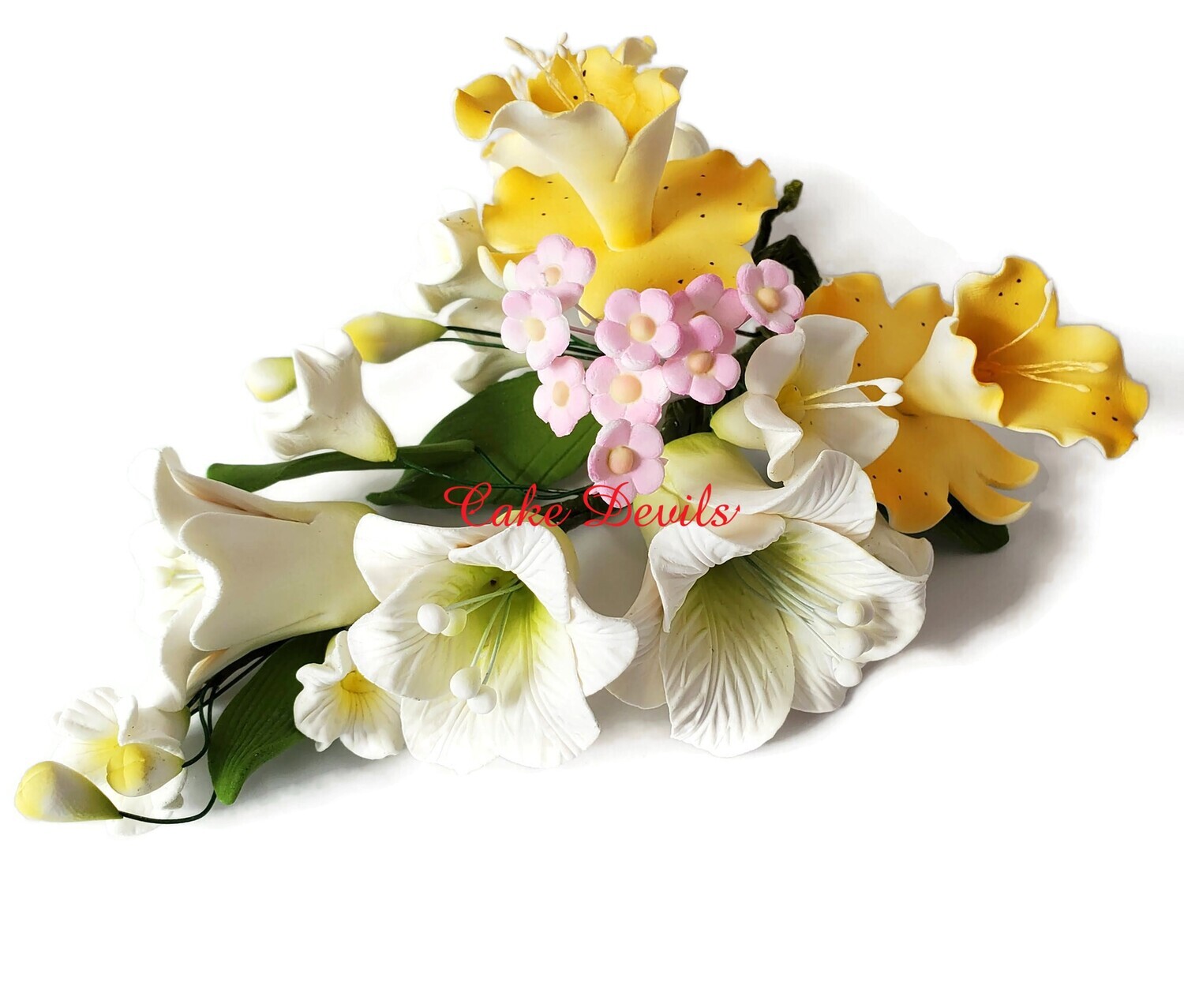 Special! Ready to Ship Spring Flowers! Yellow Orange Fondant Daffodil Cake Topper