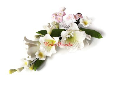 Fondant Flower Cake Topper Spray, Freesia Floral Wedding Cake Topper