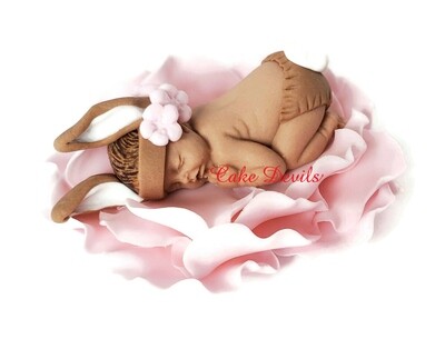 Fondant Bunny Baby Shower Cake Topper can be in a Flower for a Bunny Garden Party