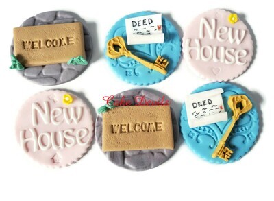 New House Fondant Cupcake Toppers, Perfect House Warming Gift for the New Home Owners-  Welcome Mat, Deed, Key, Door Mat