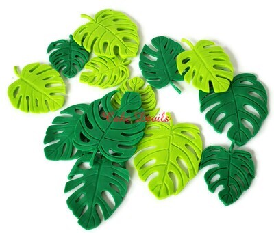 Fondant Palm Monstera Leaves Cake Toppers for a tropical or jungle cake